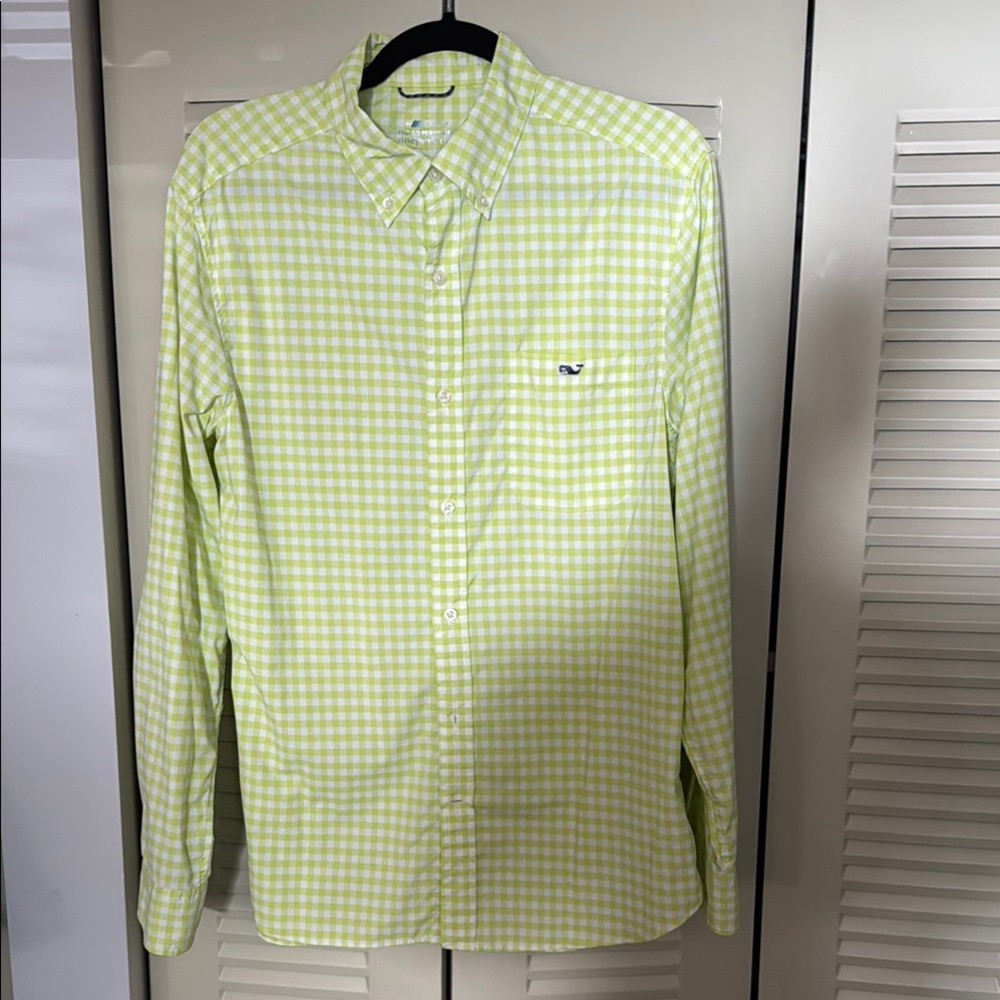 Vineyard Vines OTG On the Go Wild Lime Casual Button Down Shirt Gingham